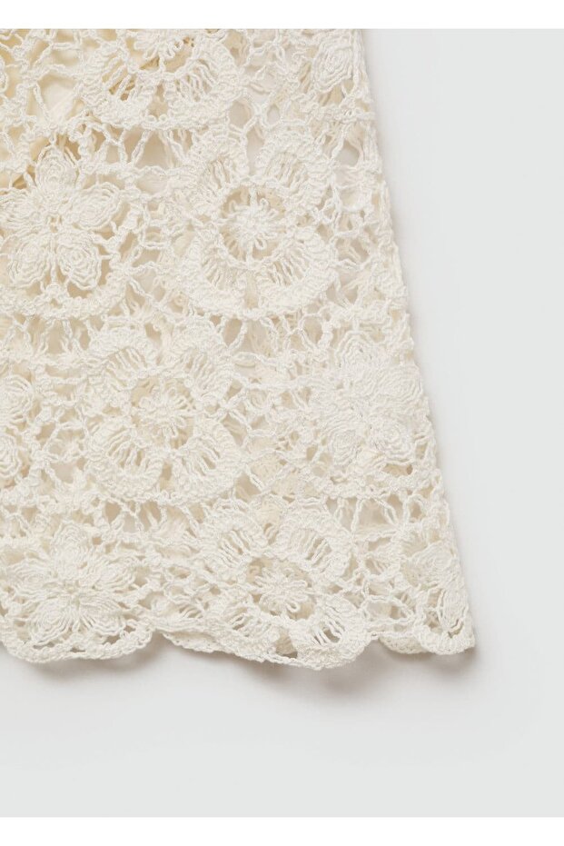 Kroşe çiçekli mini etek - 5