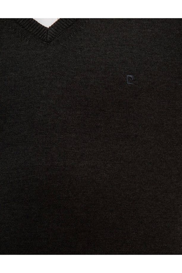 Antrasit Melanj Slim Fit V Yaka Basic Triko Kazak 50229214-vr081 - 6