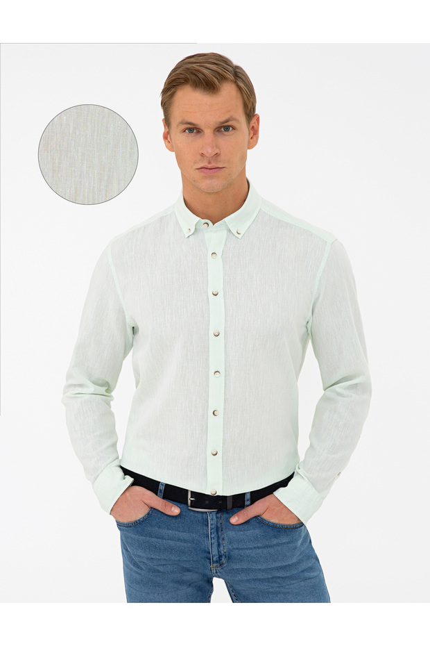 Light Green Regular Fit Long Sleeve Shirt 50235132 -Vr092