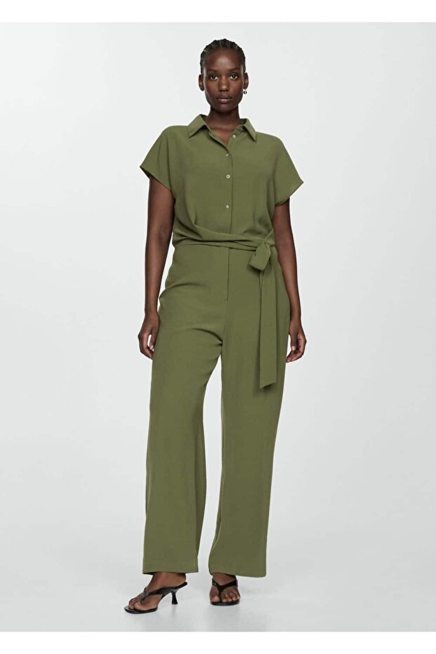 Bağ detaylı uzun tulum - 5