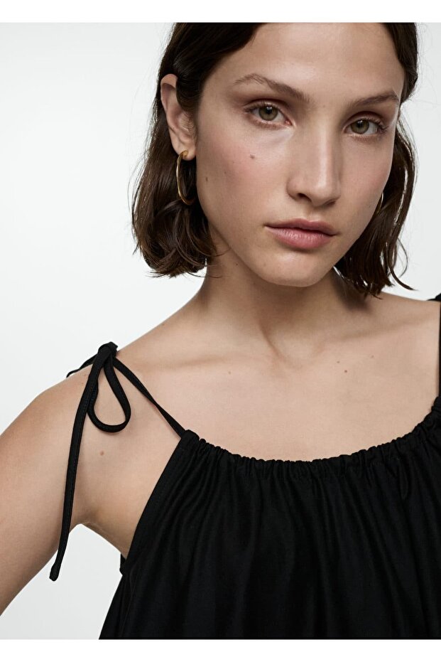 Dökümlü kısa elbise - 6