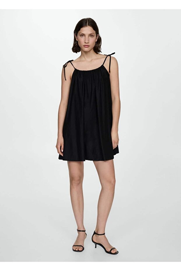 Dökümlü kısa elbise - 2