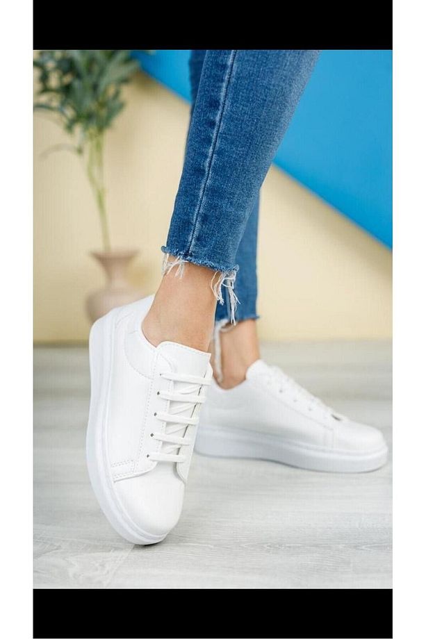 Modatalika Kadın Bağcıklı Termo Taban Sneaker Deri Spor Ayakkabı - 1