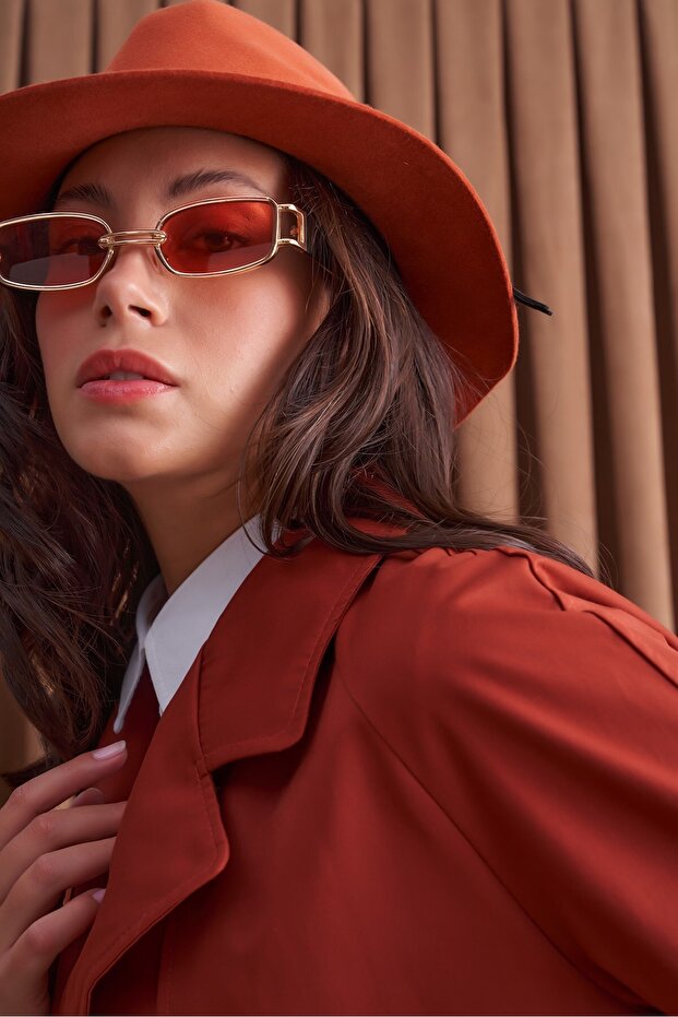 Brick Color Pars Trench Coat - Loose Fit
