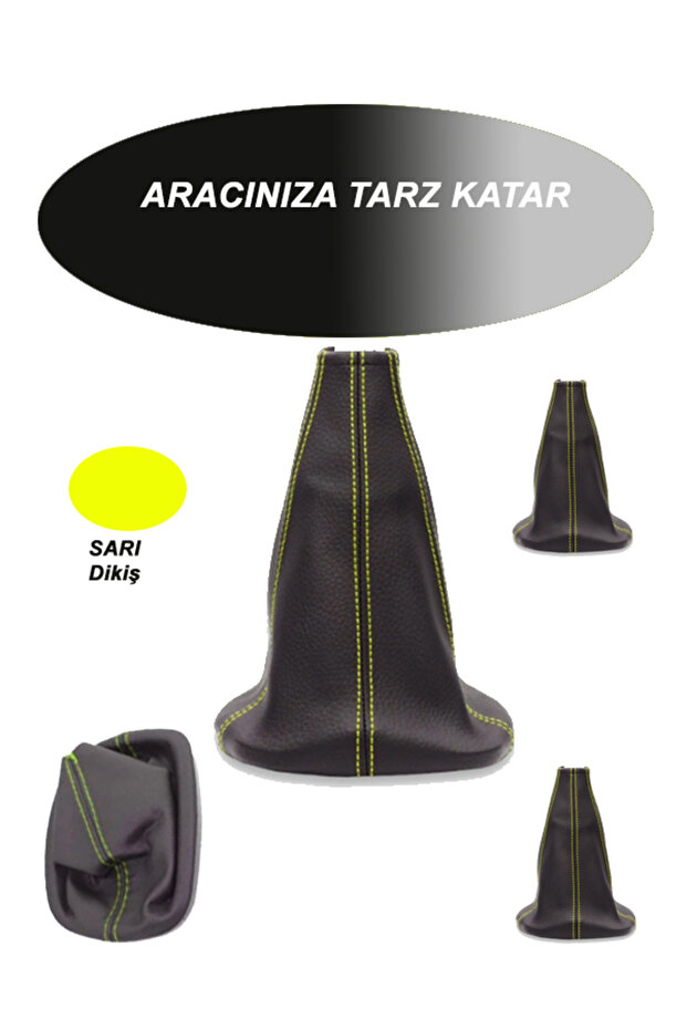 AUDI A3 compatible auto, vehicle shift boot yellow stitching - 3