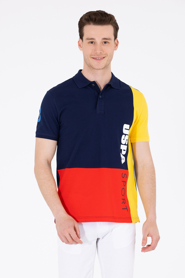 Men's Navy Blue Polo Neck T-Shirt 50263346 -Vr033
