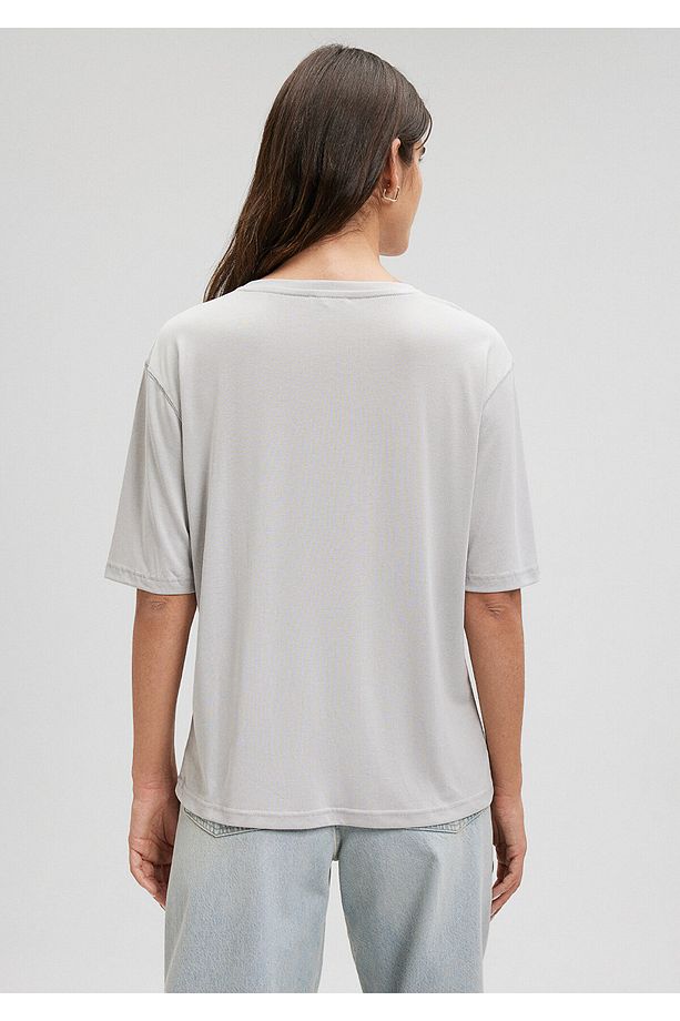 Tencel Tm Gri Modal Basic Tişört Regular Fit / Normal Kesim 1611897-70074 - 4