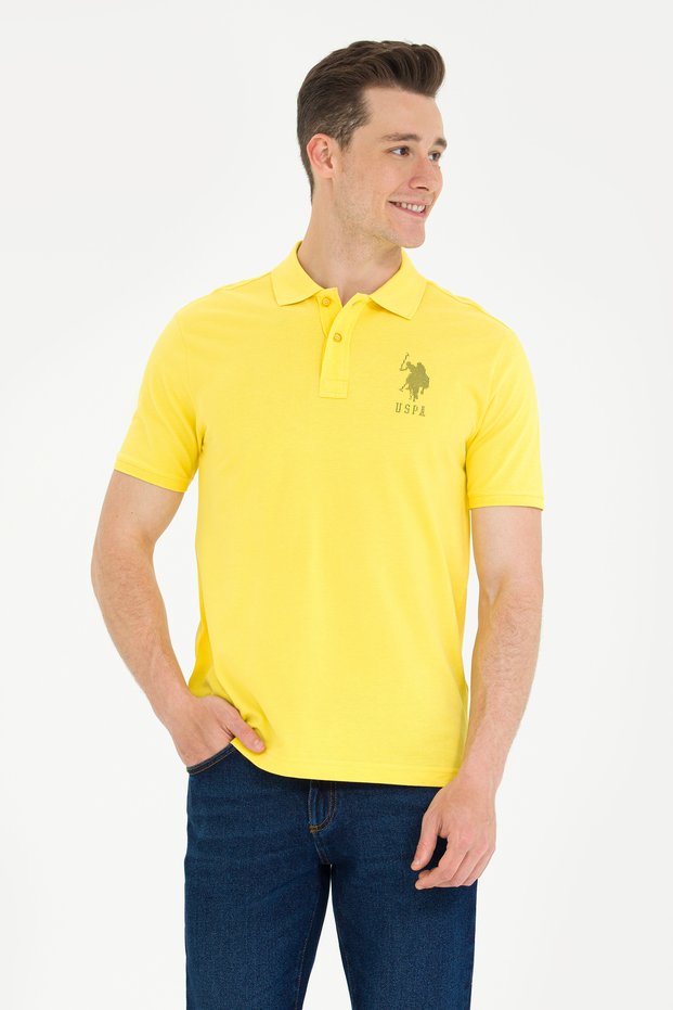 Men's Dark Yellow Polo Neck T-Shirt 50263420 -Vr094
