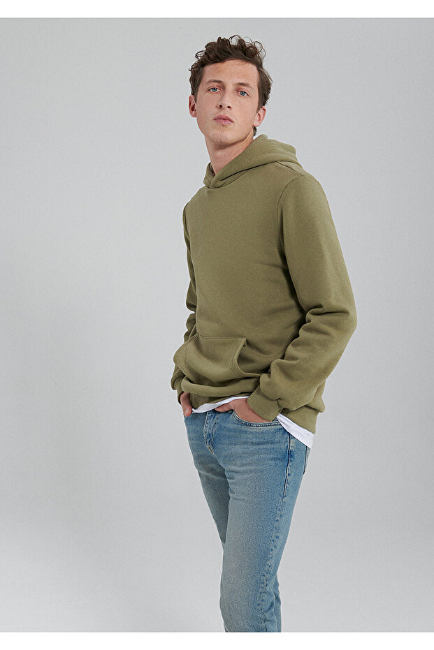 Kapüşonlu Haki Basic Sweatshirt 0610937-71819 - 2