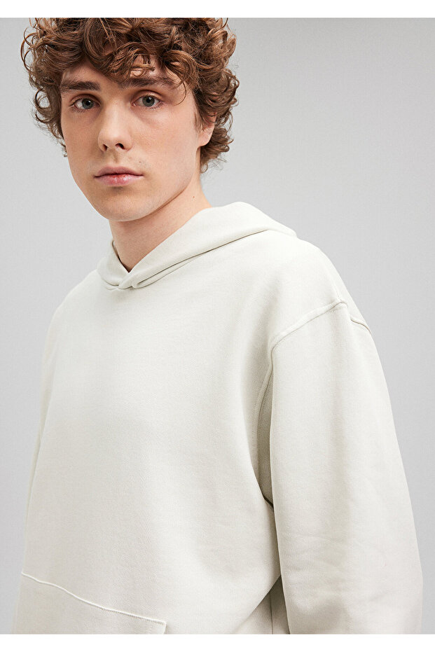 Kapüşonlu Bej Basic Sweatshirt 0s10128-71618 - 6