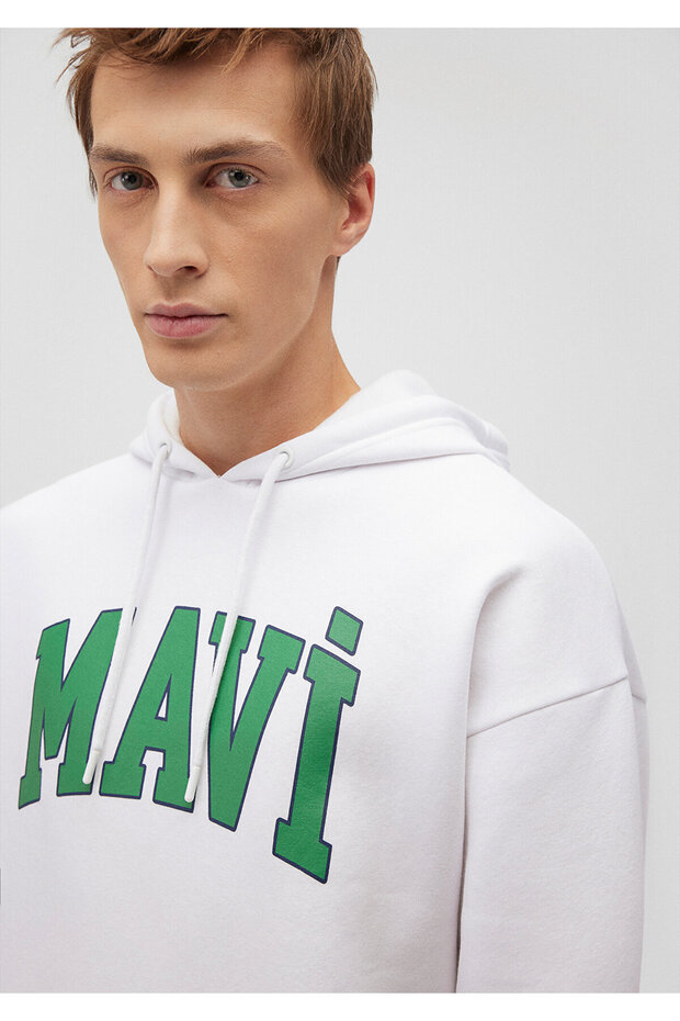 Bílá mikina s kapucí s potiskem loga067149-620 - 5