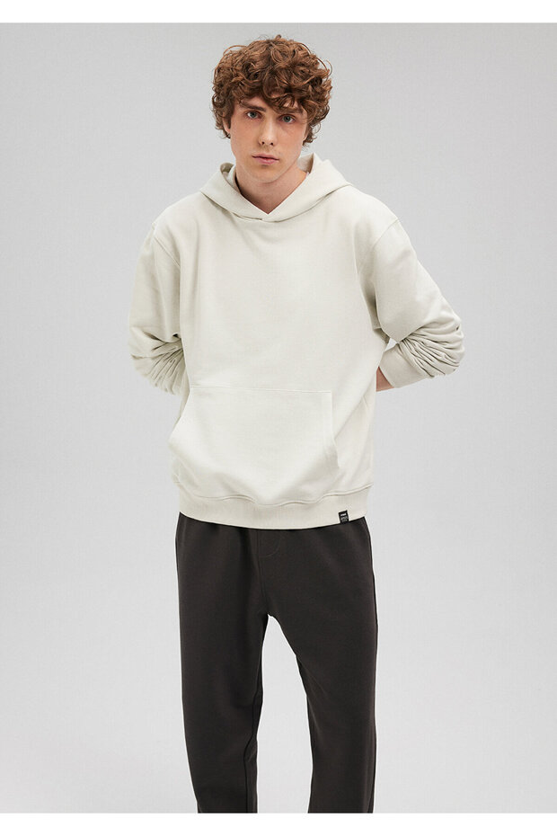 Kapüşonlu Bej Basic Sweatshirt 0s10128-71618 - 1