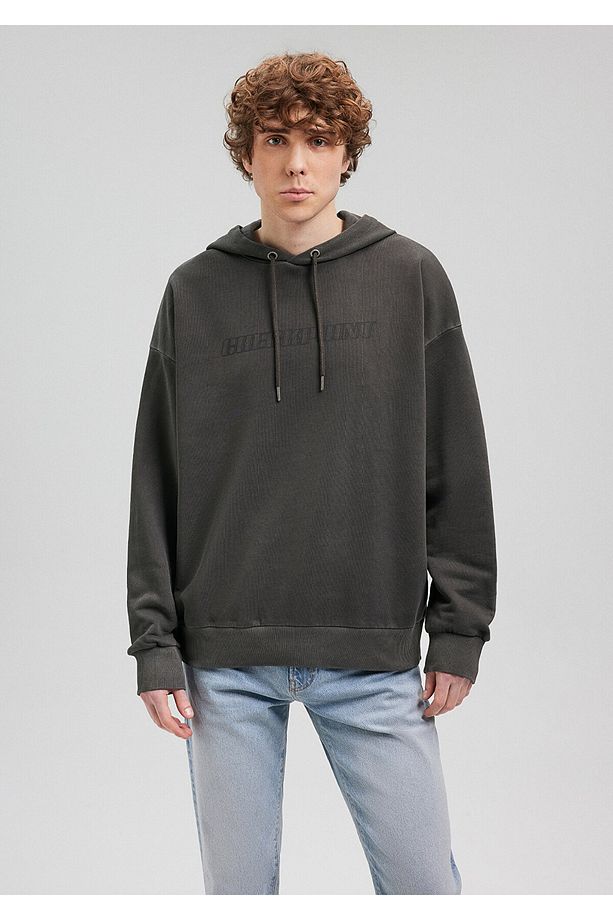 Kapüşonlu Baskılı Gri Sweatshirt 0S10114-86803 - 2