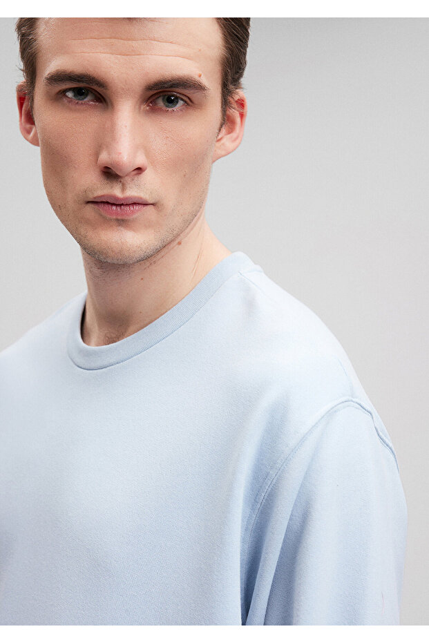 Bisiklet Yaka Mavi Basic Sweatshirt 0S10108-70803 - 5