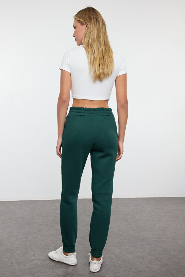 Smaragdově zelené Basic Jogger Thick Inside Fleece Pletené tepláky Kalhoty TWOAW21EA0010 - 5