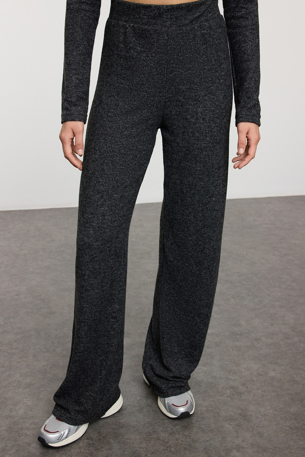 Černá pletená sada Soft Crop Top a Široká noha - Twoaw24Au00077 - 5