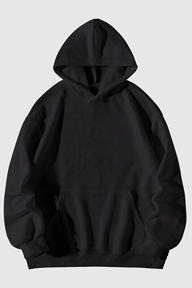 Unprinted Black Pocket Hooded Sweatshirt Hoodie (School Sweatshirt)