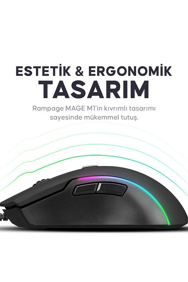 Mage M1 Rgb Siyah 3600 Dpi Oyuncu Mouse - 3