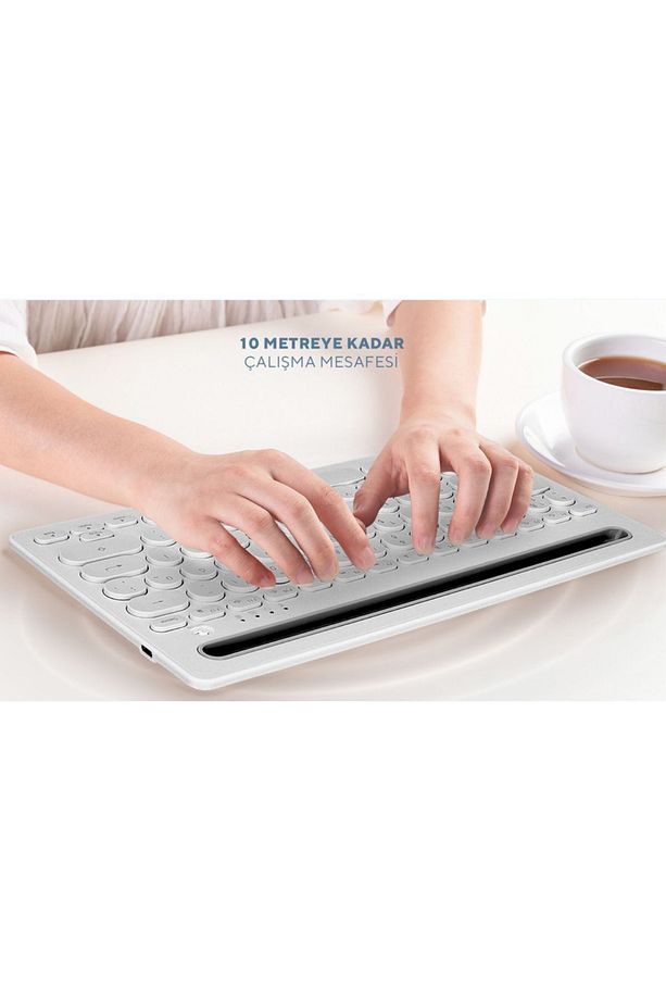Bluetooth Ultra İnce+Şarjlı Q Mac/Win/Android/Ios Uyumlu Kablosuz klavye - 6