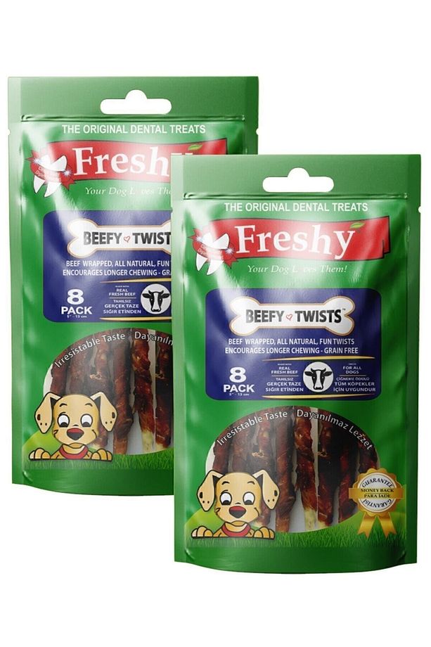 Beefy Twists 2'li Set - 16 Adet Dana Eti Kaplı Burgu Çiğneme Çubuğu - 1