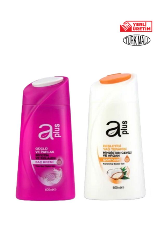 Şampuan 600 Ml Yıpranmış Saçlar Için & Saç Kremi 600 Ml Tüm Saçlar Için - 1