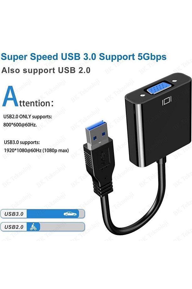 Usb 3.0 To Vga Dönüştürücü Harici Ekran Kartı Çoklu Monitör Adaptörü Win 7/8/10 - 5