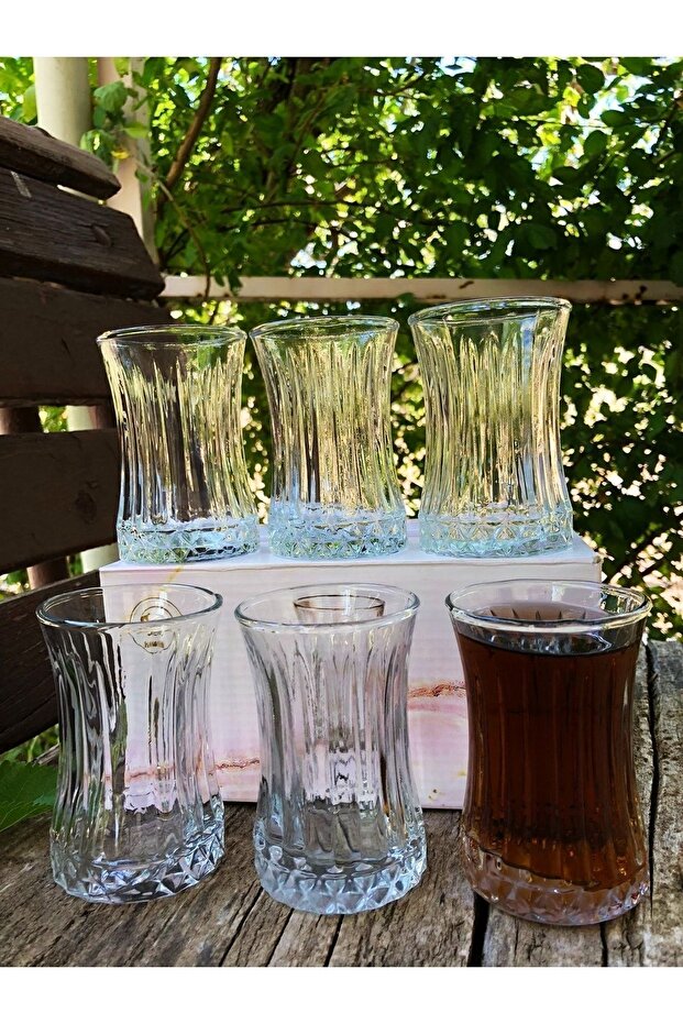 6 Lı Cam Çay Bardağı 6 Lı Cam Çay Bardağı Elysia model 160 ML ithal ÇAY BARDAĞI - 4