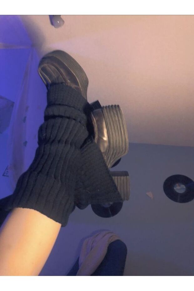 Pinterest Girl Winter 100% Acrylic Black Leggings Socks