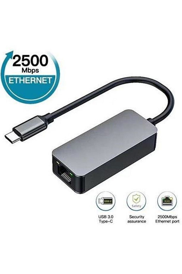 Usb Type C To Uyumlu Ethernet 2500Mbps 2.5G İnternet Çevirici Dönüştürücü Adaptör - 2