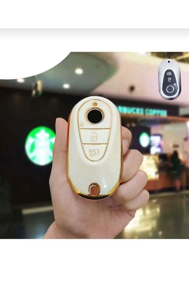 Luxury Mercedes C S Class W206 W223 S350 C260 C300 Nano Key Case Cover White Gold Color