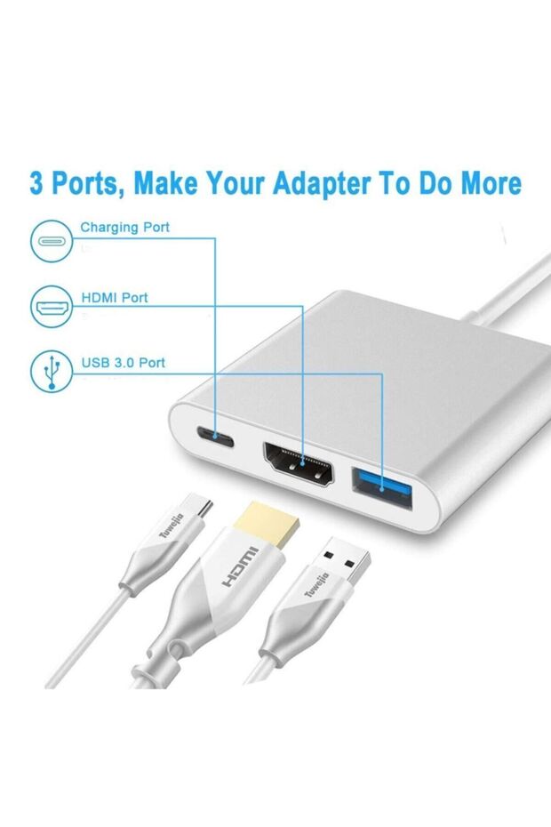Usb 3.1 Type-c To Hdmi Usb 3.0 Port Usb C Şarj Çevirici Adaptör - Type-c Mhl Kablo - 4