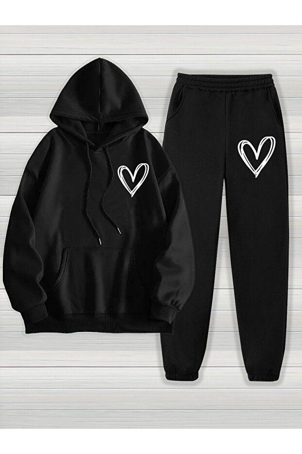 طقم رياضي مريح بغطاء للرأس مقاس كبير - مقاس متوسط - 1