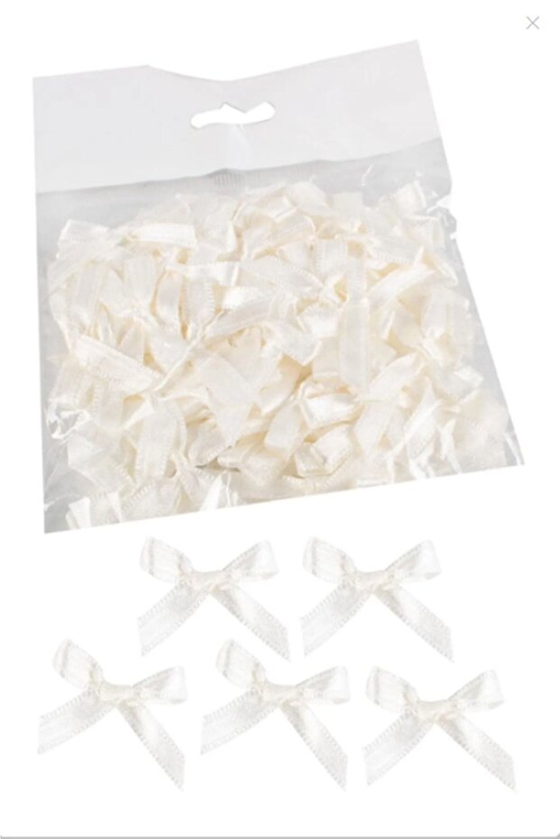 Bow Ornament 6 mm 50 Pieces Ecru (Off-White)