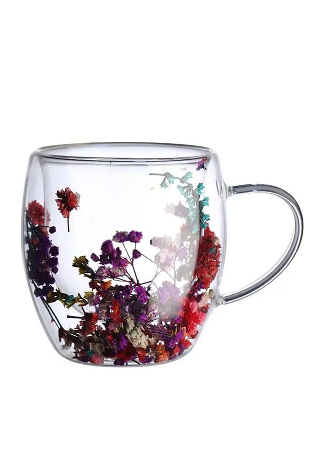 Çift Çıdarlı Çiçekli Cam Bardak 250ml. - 3