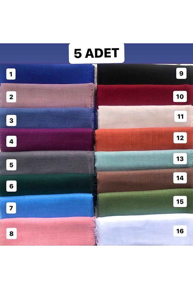 Flamlı Eşarp 5'li Paket Hediyelik Dağıtmalık Yazma Eşarp 100x100cm Flamlı5li - 1