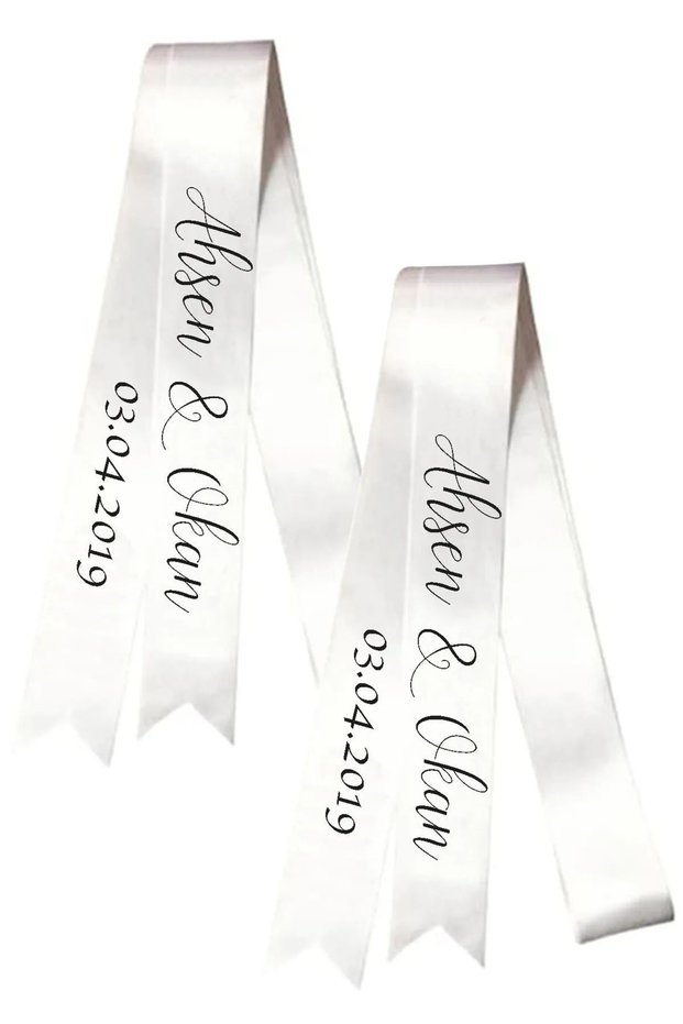Engagement Wedding Bride Groom Jewelry Ribbon Ceremony Ribbon Satin White Ribbon Letter and Name 2 mt