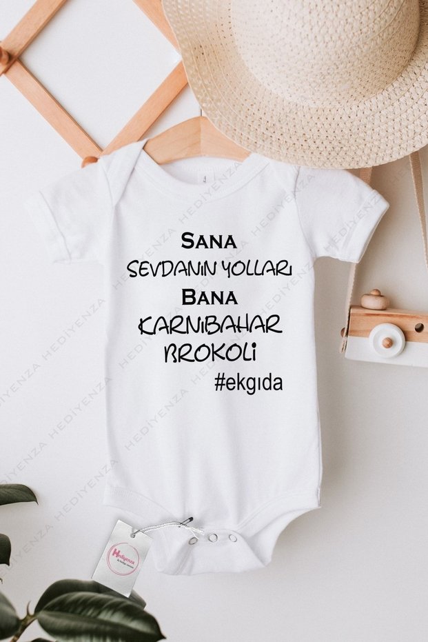 Love You Ways You Love Me Baby Bodysuit with Cauliflower Broccoli Print