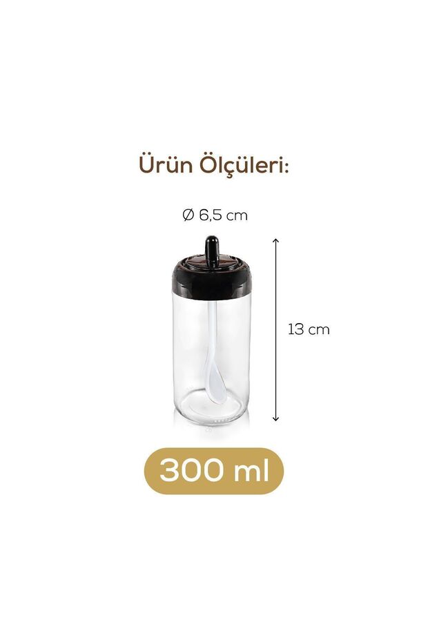 طقم توابل طويل مكون من 12 قطعة - زجاج مع ملصق طباعة الشاشة وملعقة - 6