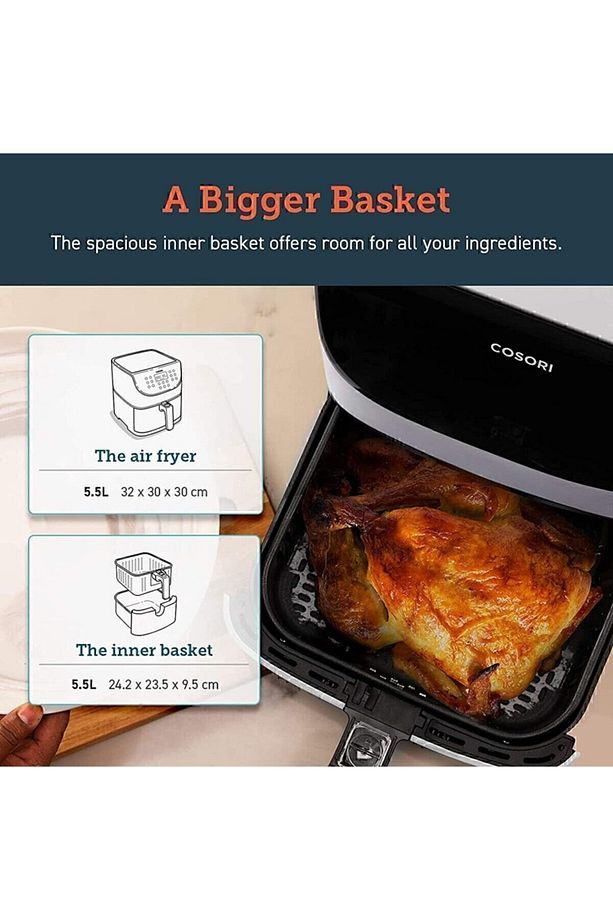 Sıcak Hava Fritözü 5.5l Xxl Beyaz Fritöz Sıcak Hava Fritözü Dijital Led Dokunmatik Ekranlı - 6