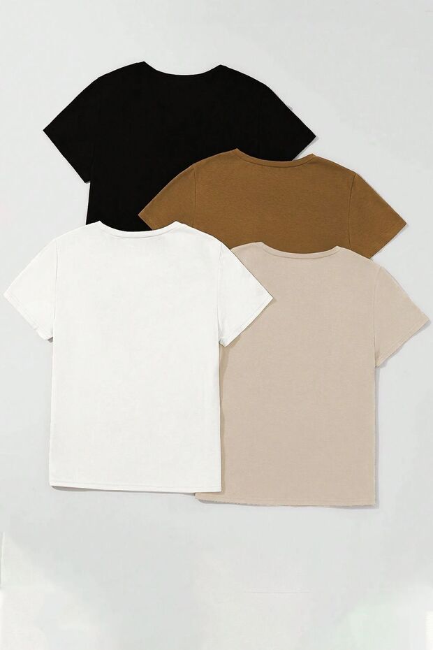 Unisex Basic Model 4'lu Tshirt - 2