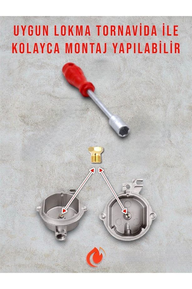 LPG Ocak Enjektör Meme Montaj Seti - 7'lik Ocak Memesi ve 7'lik Lokma Tornavida - 4