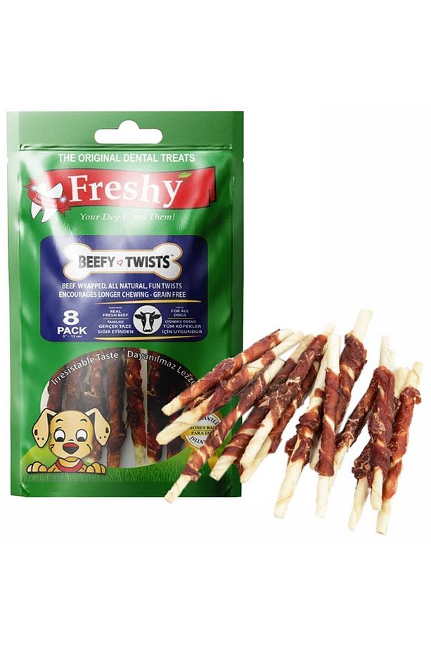 Freshy Sığırlı Twist Köpek Çiğ Çiğneme Çubuk X3 Ad - 1