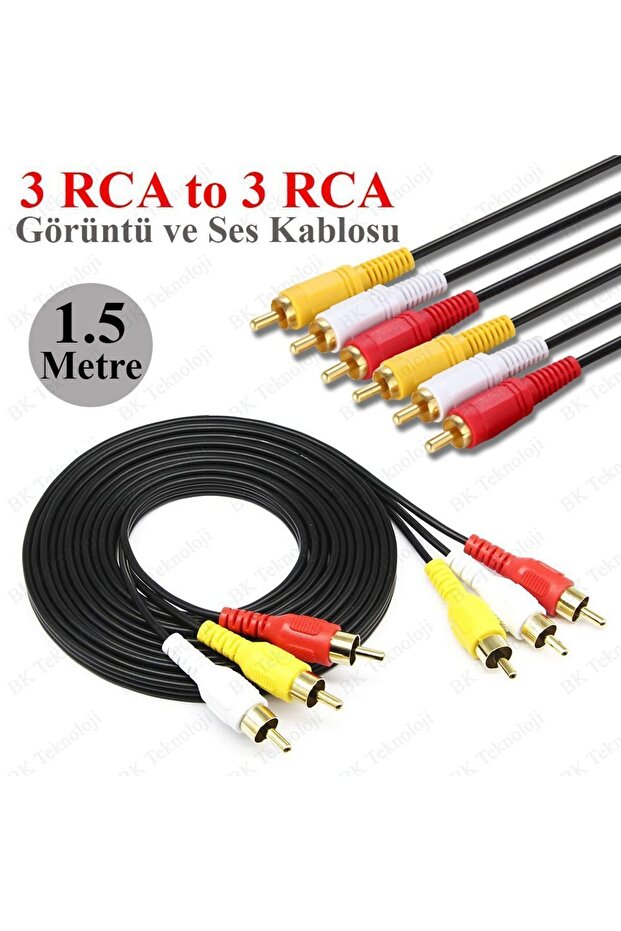 3rca Erkek 3 Rca Erkek Kompozit Ses Video Av Kablosu - 2
