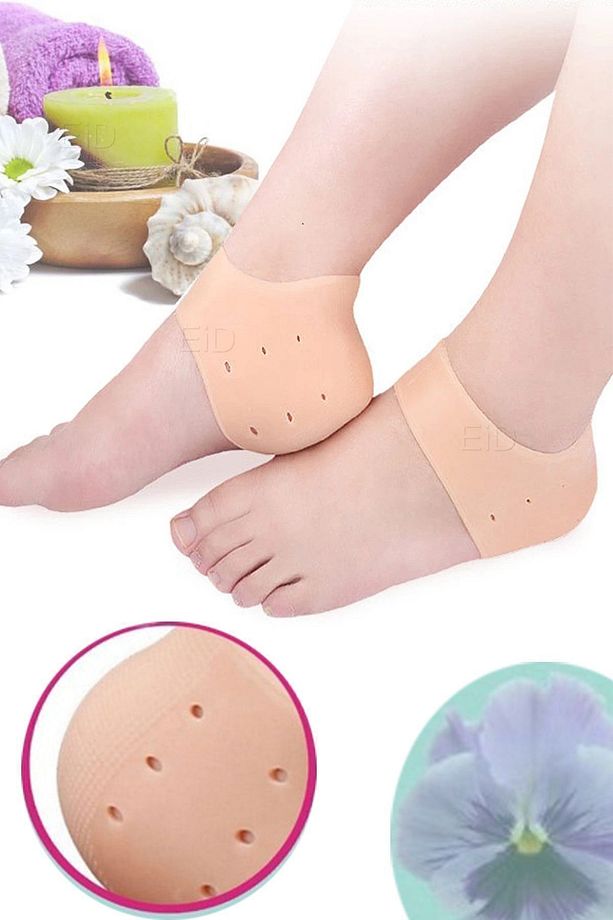 Ten Rengi Silikon Topuk Çorabı Ayak Ağrısı Ve Mantar Önleyici Ayak Tabanlığı Ten Rengi Çorap - 6