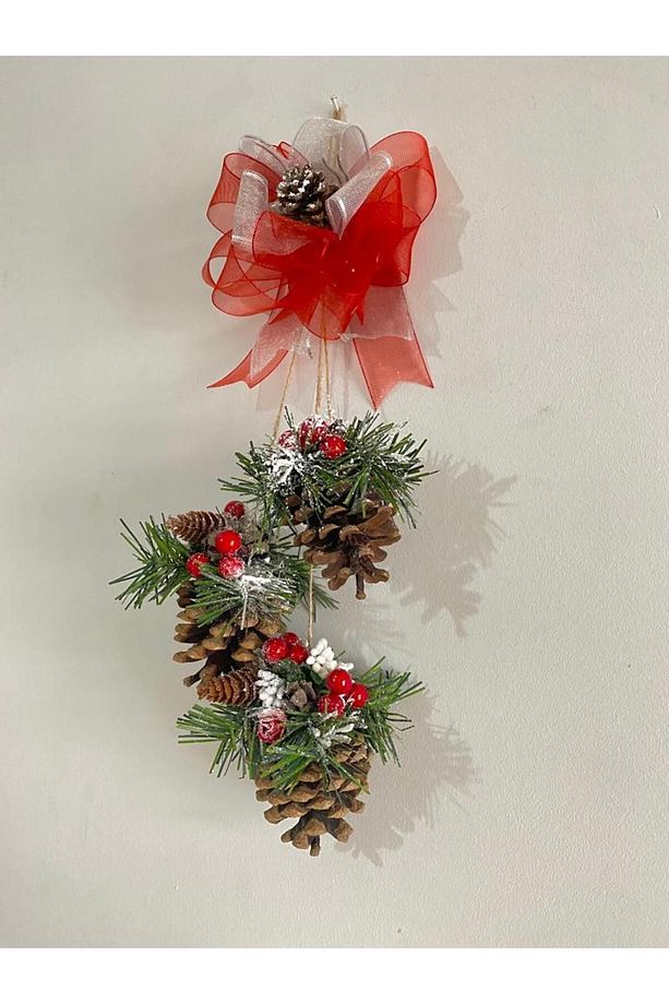 Kapı Süsü Kozalak/gıcı 3 Lü Yılbaşi Noel Süsü Ve Ev Dekoru Sarkıt - 3