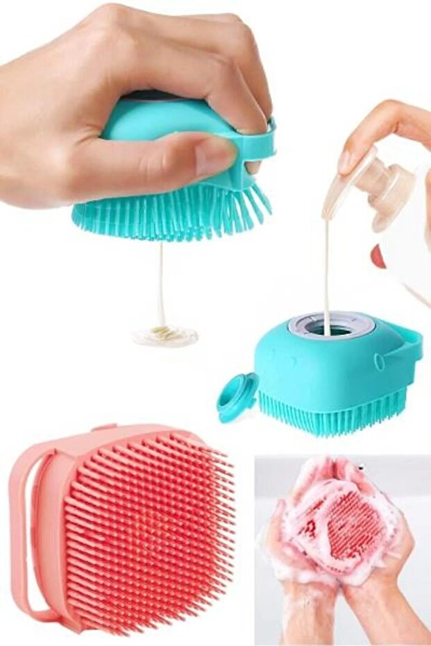 Genel Markalar Duş Jeli Hazneli Silikon Fırça Kese Çok Amaçlı Vücut Temizleme Kesesi Peeling Banyo Lifi Bulaşık