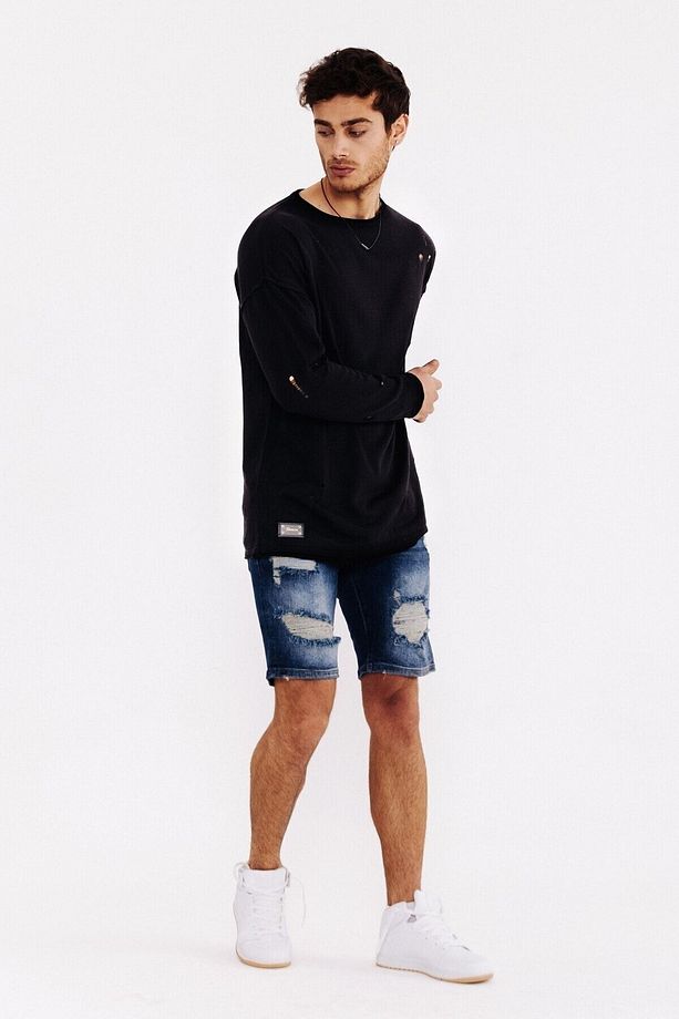 Erkek Yırtıklı Denim Şort - 6