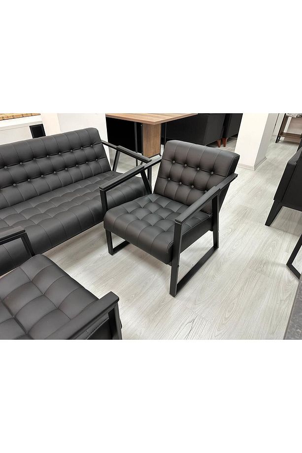 MAYA 3+1+1 DERİ OTURMA GRUBU MODERN OFİS KOLTUK TAKIMI - 3