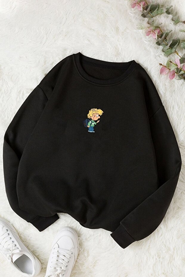 Unisex Cedric My Grape Cake Printed Crew Neck Sweatshirt