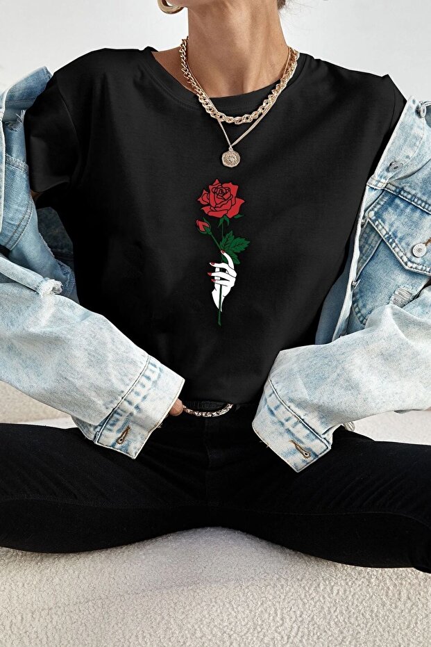 Unisex Rose Printed T-shirt